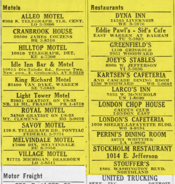 Royal Motel - Feb 1958 Ads
